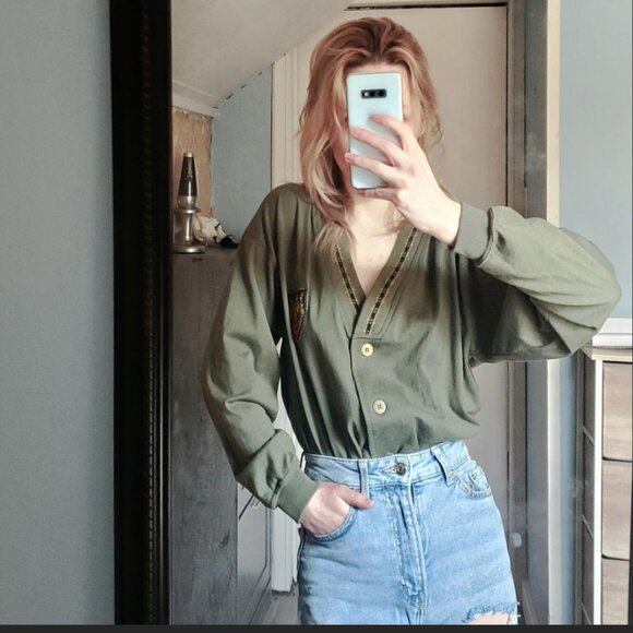 Green vintage-esque cardigan - Picture 1 of 4